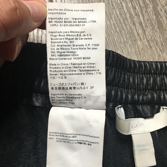 HUGO BOSS Womens Faux Leather Elastic Waist Motorcycle Ankle Pants Black US 10 - Picture 8 of 10